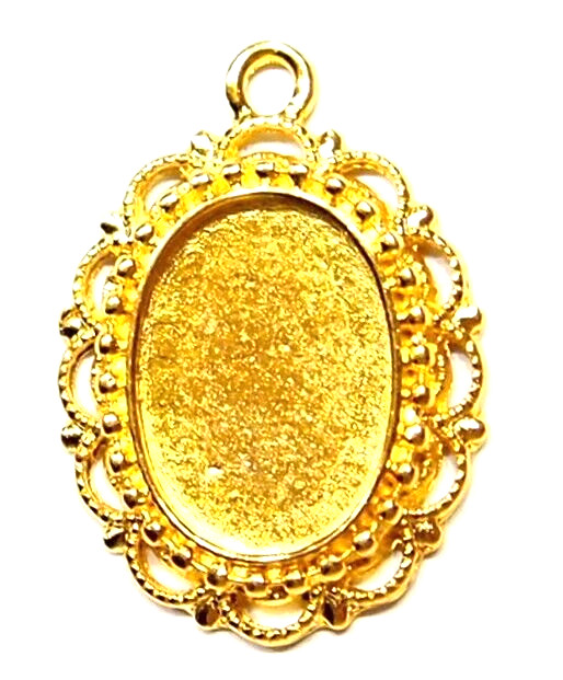 10 of 18x13mm Shiny Gold Plated Victorian Lacy Scallop Pendant Settings 32x23mm