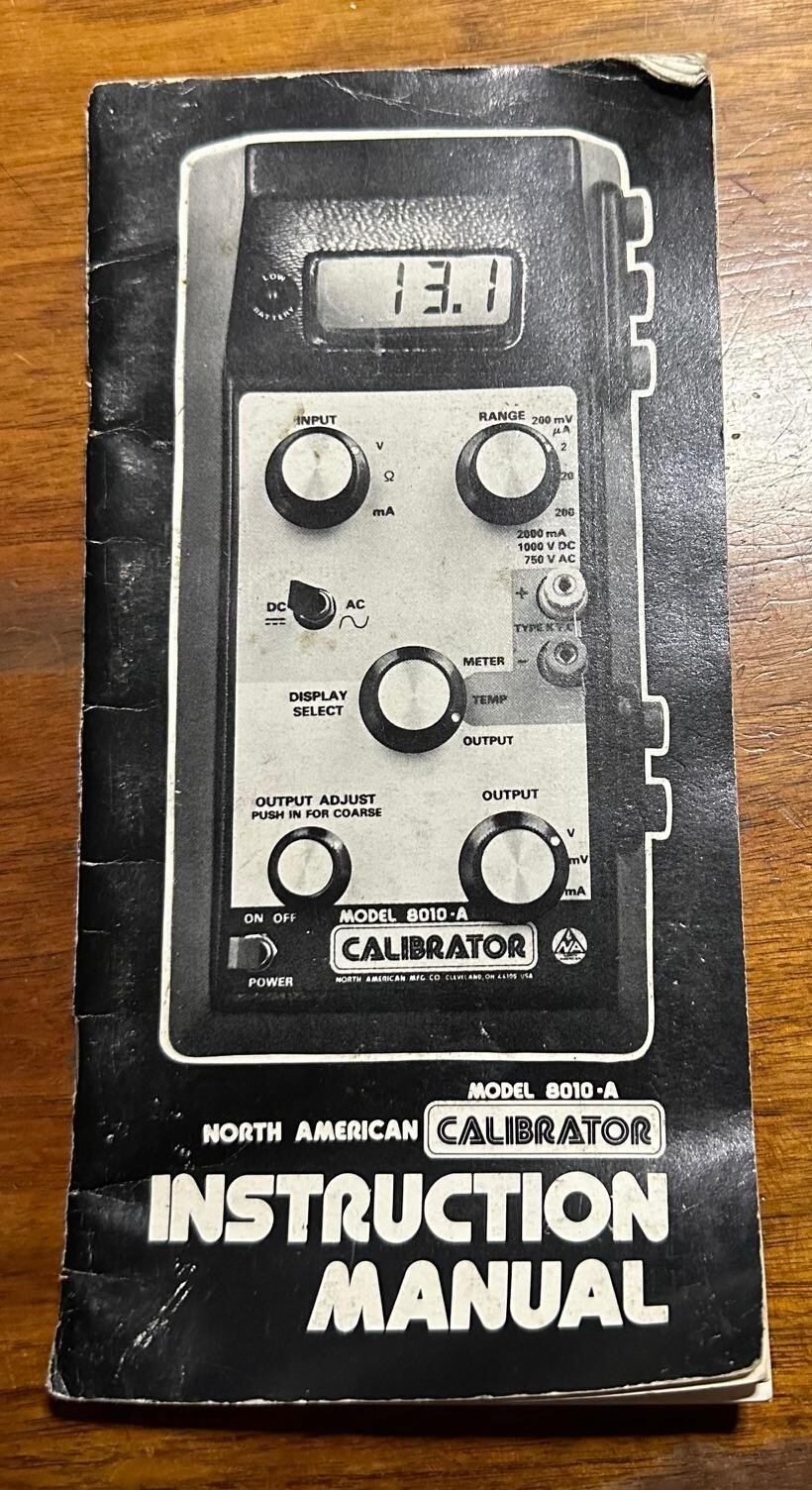 Calibrator 8010-A Instructional Owners Manual North American MFG Co