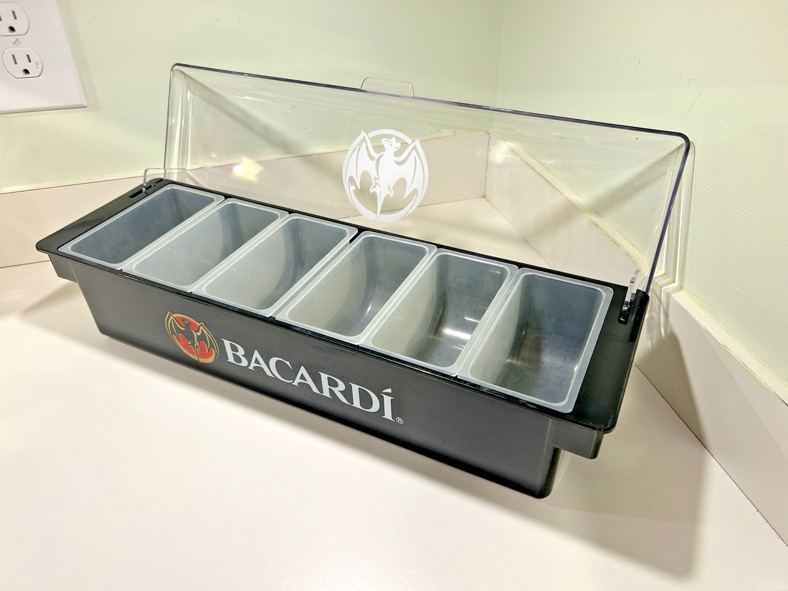 Bacardi Rum Bar Caddy Condiment Tray Six Compartments Barware Man Cave