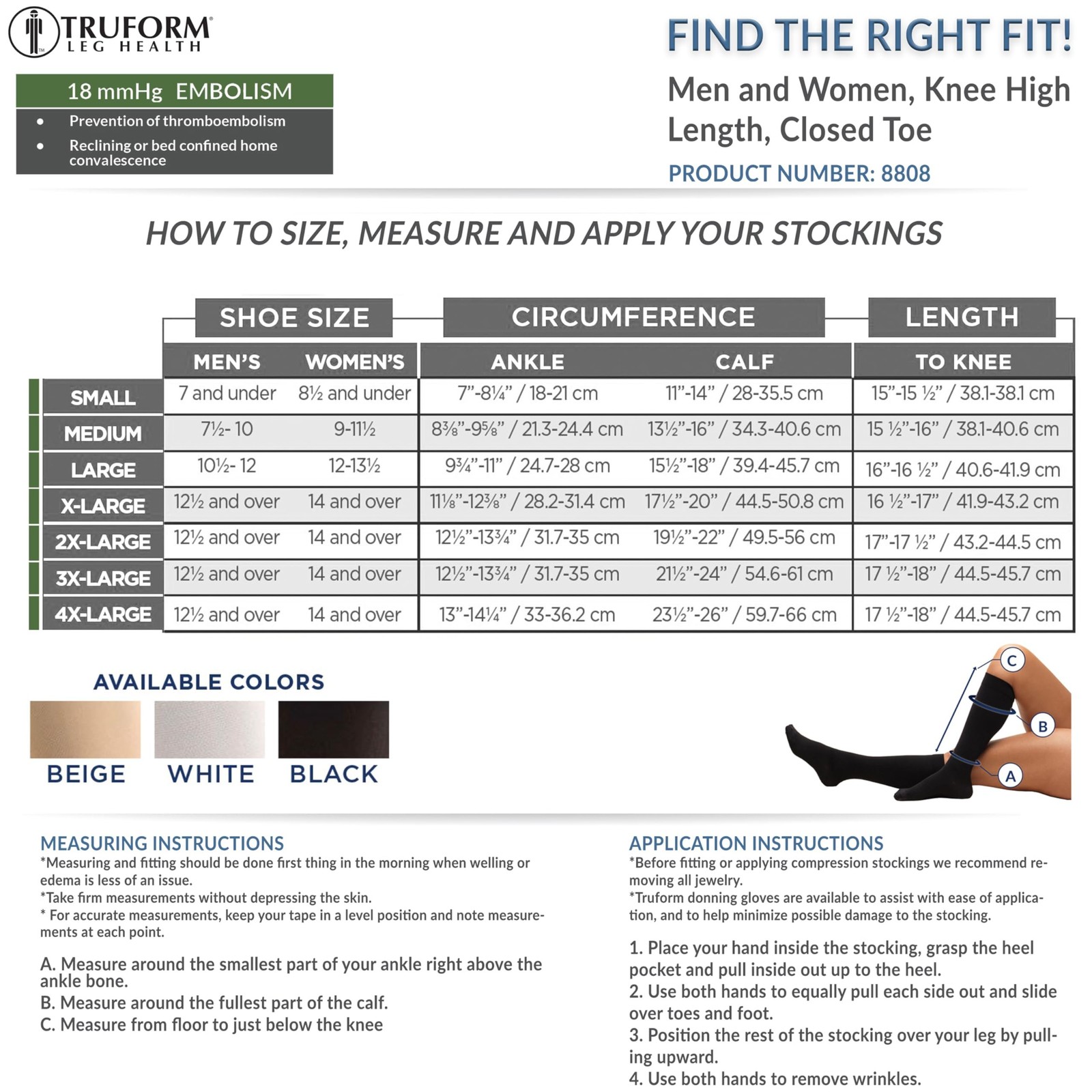 Truform Surgical Stockings, 18 mmHg Compression for Men and Women, Knee High...