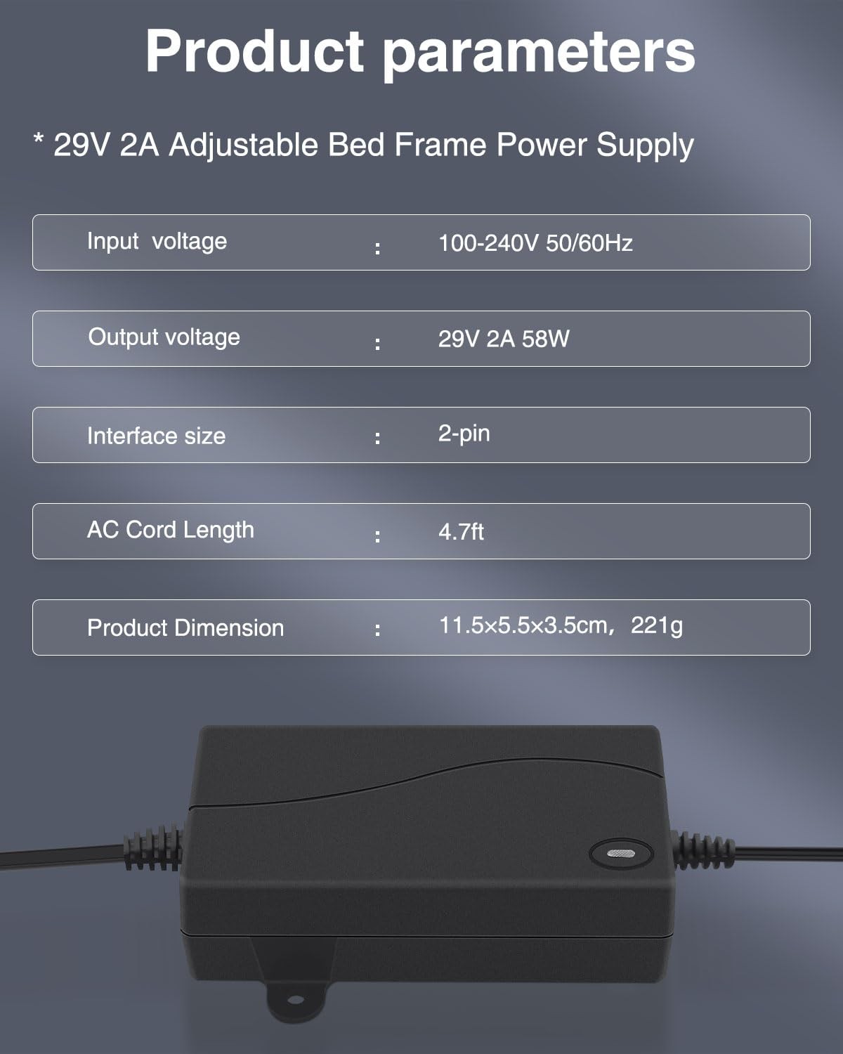 Standing Desk Power Cord 29V 2A Switching Power Supply, Power Cord for Adjust...