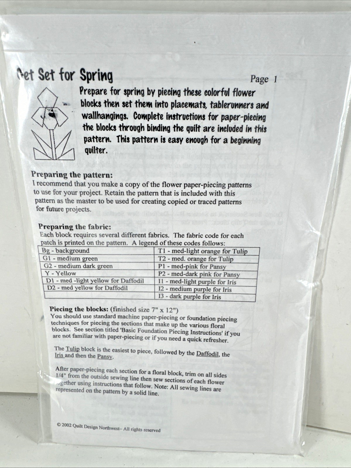 NEW Get Set For Spring Quilt Pattern #Q115 by Quilt Design Northwest