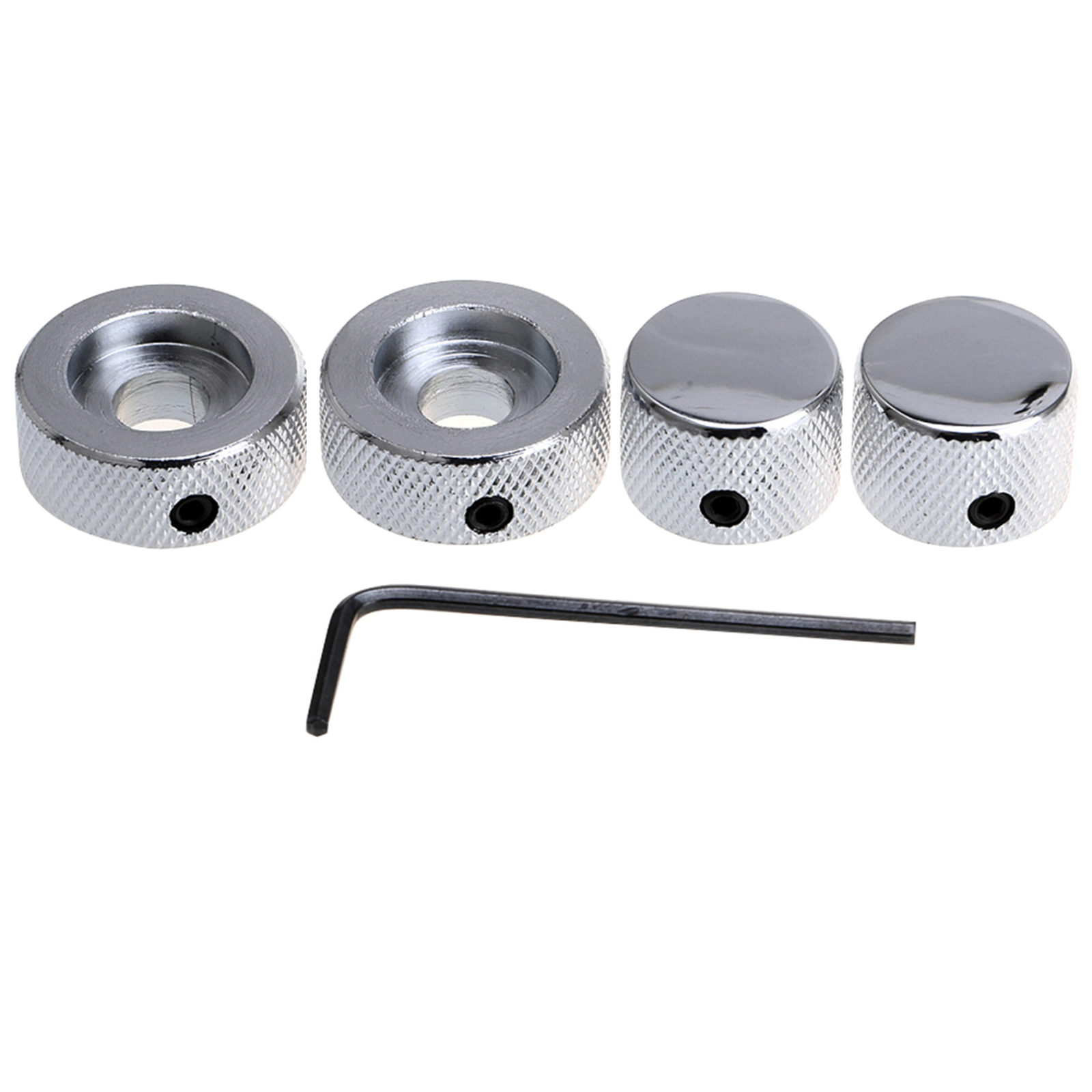Musiclily Pro 2Pcs Chrome Universal Metal Dual Concentric Stacked Guitar Knobs