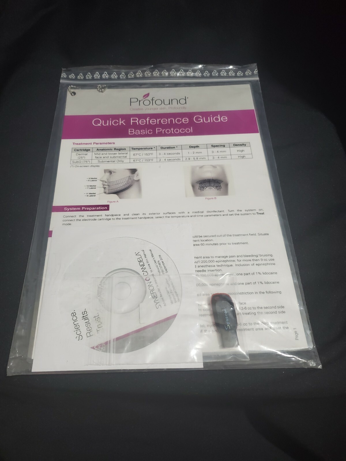 Syneron Candela Profound QUICK REFERENCE GUIDE & USER MANUAL SOFTWARE