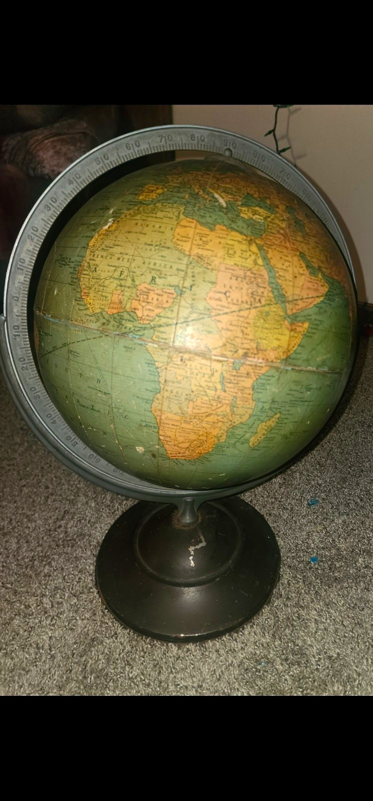 RARE Antique WW2 Era 1945 Replogle 12" Standard Tabletop Globe