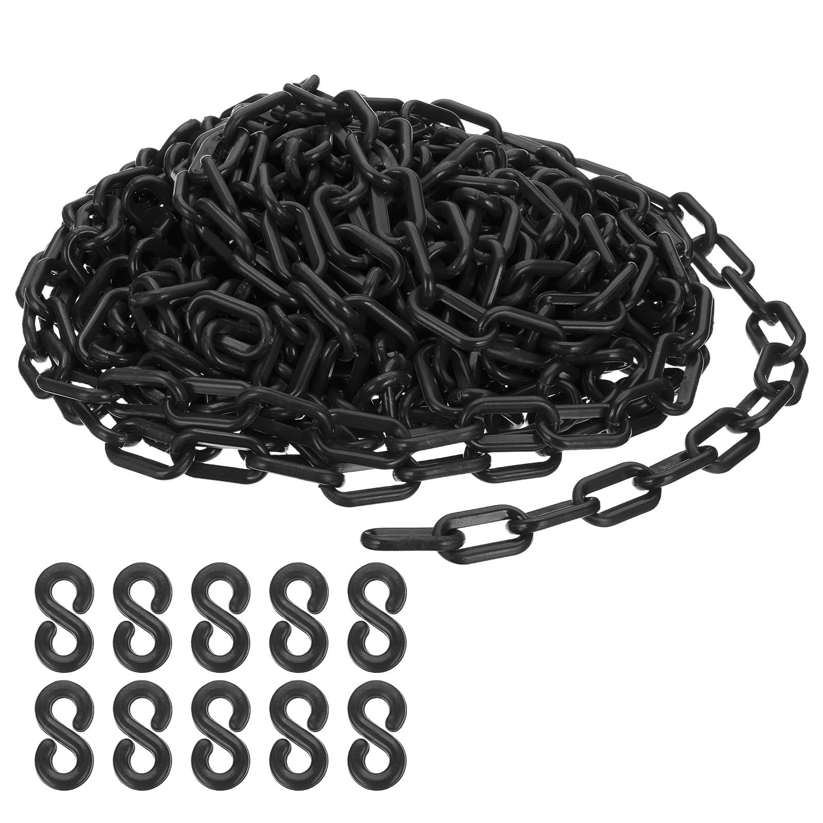 Black Plastic Chain, 39 ft 6mm Safety Barrier Chain for Crowd Control, Queue ...