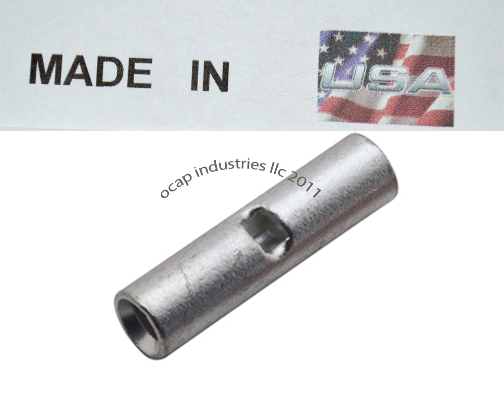 (25) Uninsulated Car Amp Wire Butt Connector 8 Gauge Terminal Seamless USA