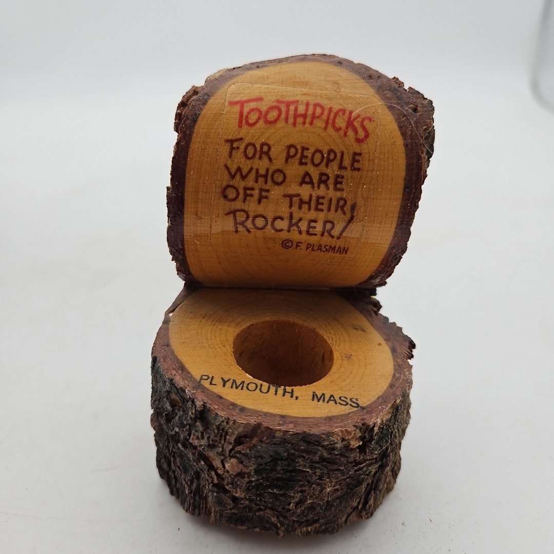 Vintage Toothpick Holder Tree "For People Who Are Off Their Rocker" Plymouth