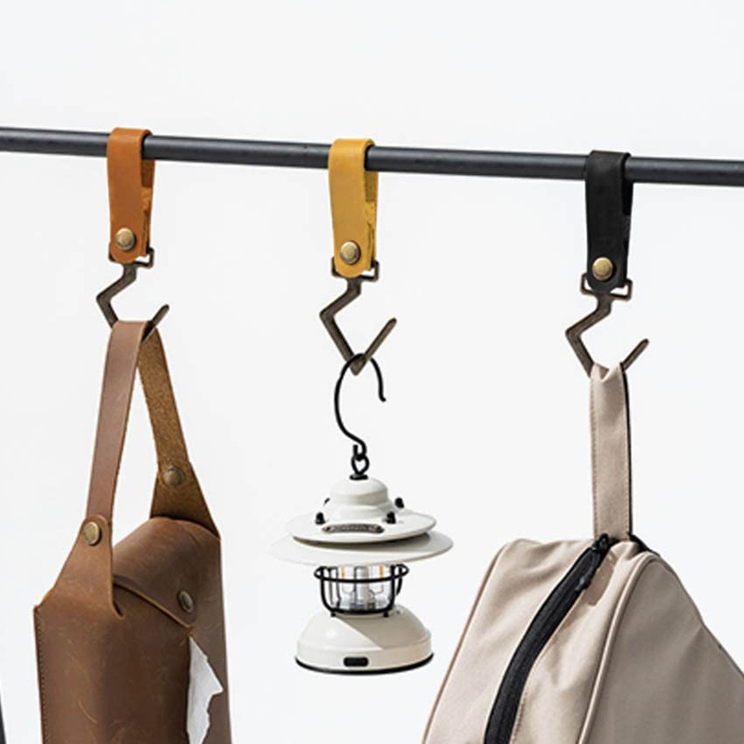 5 PCS PU Leather Hooks, Multifunctional Leather Hangers, S-Type，Black Bla