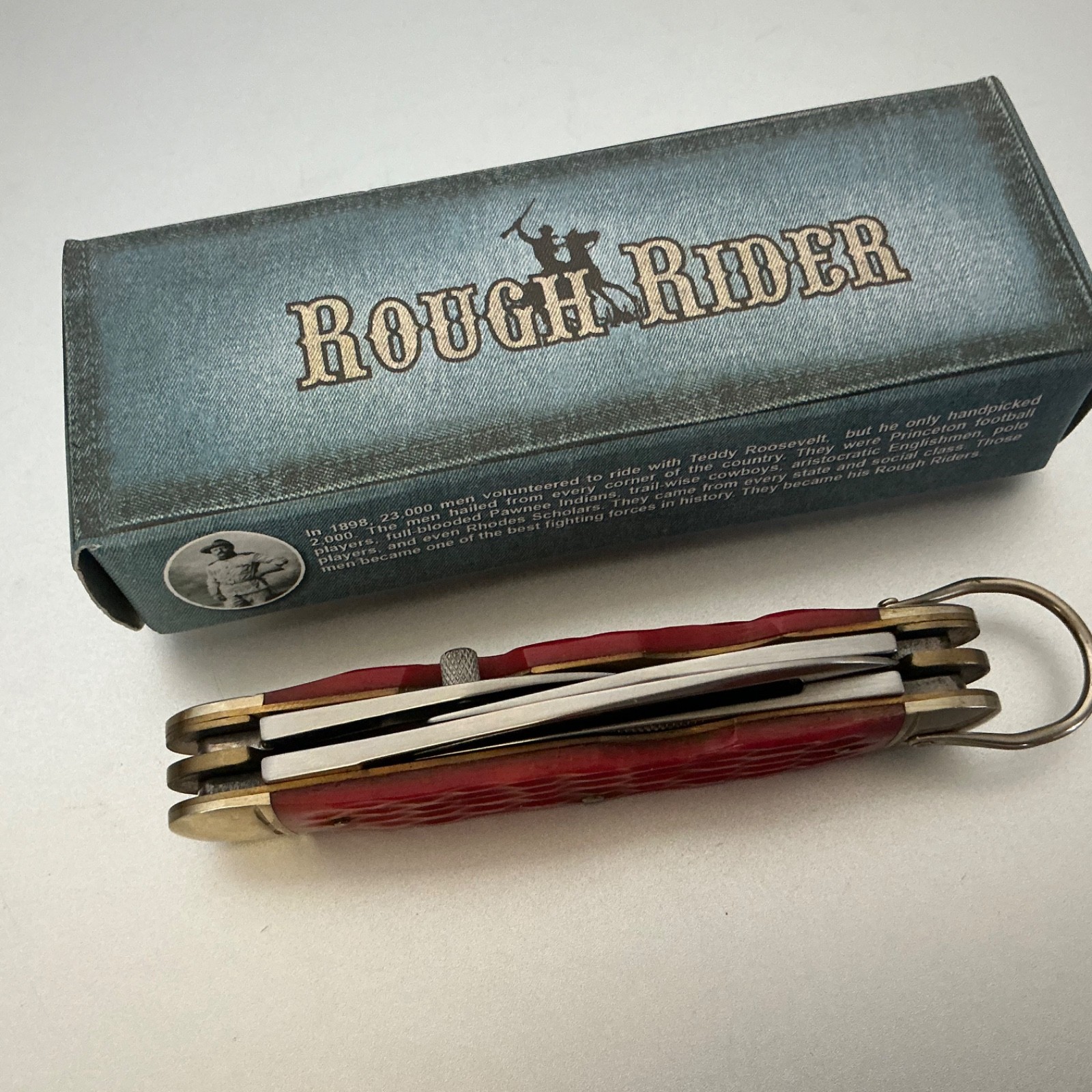 Rough Rider Camp/Scout Pockeknife Red Jig Bone RR573