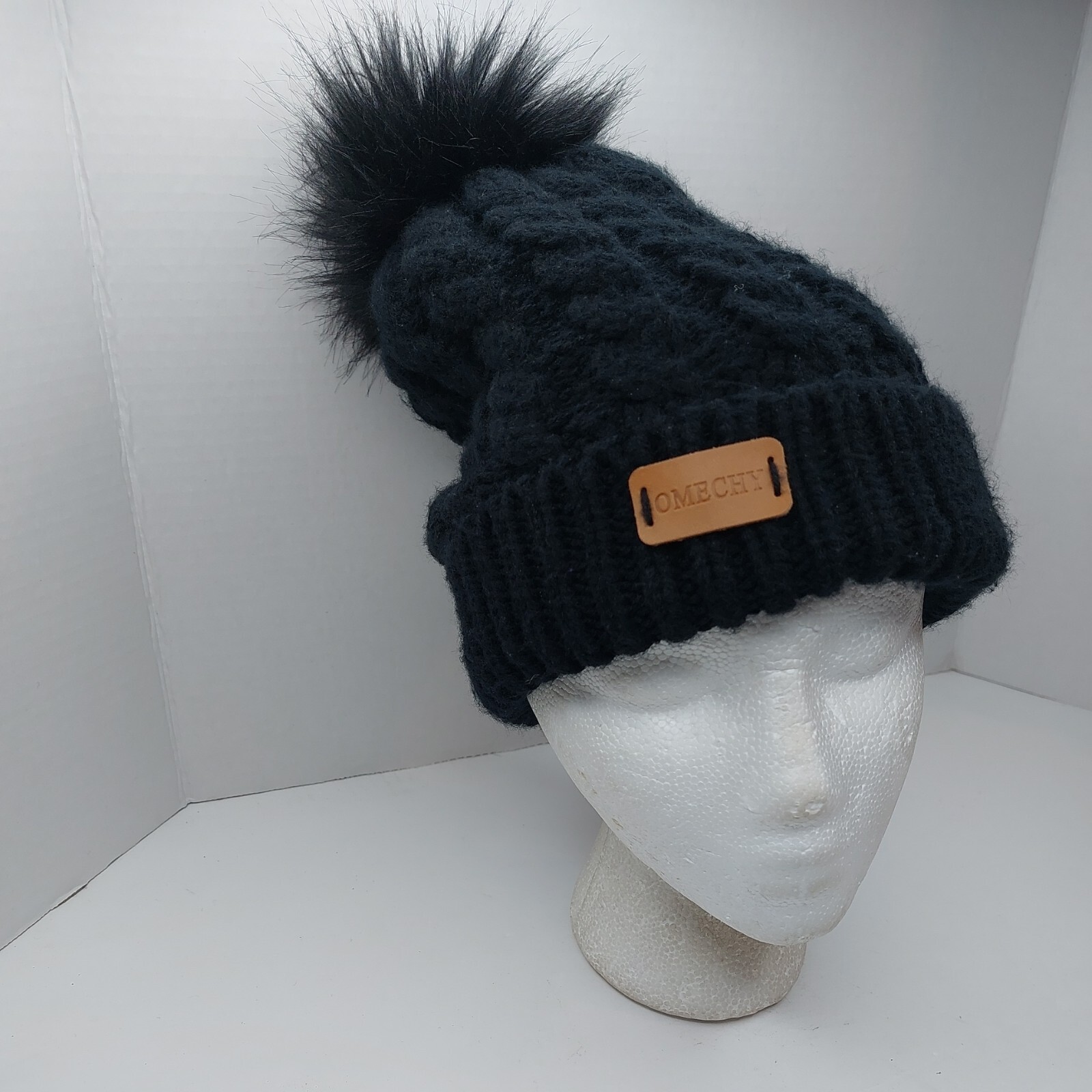 Omechy Large Cable Knit Beanie Hat Cap Pom