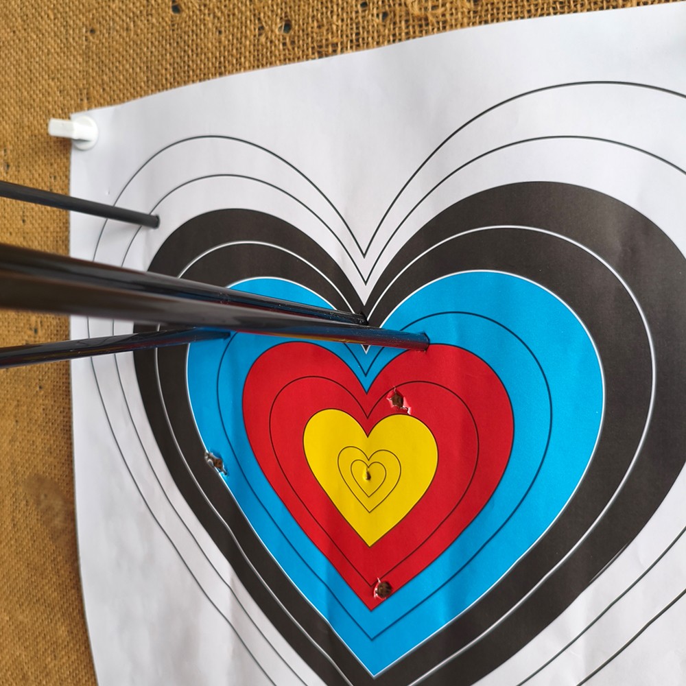 Archery Target Paper Heart Shaped 40x40cm Durable Bow Arrow Shooting Practice