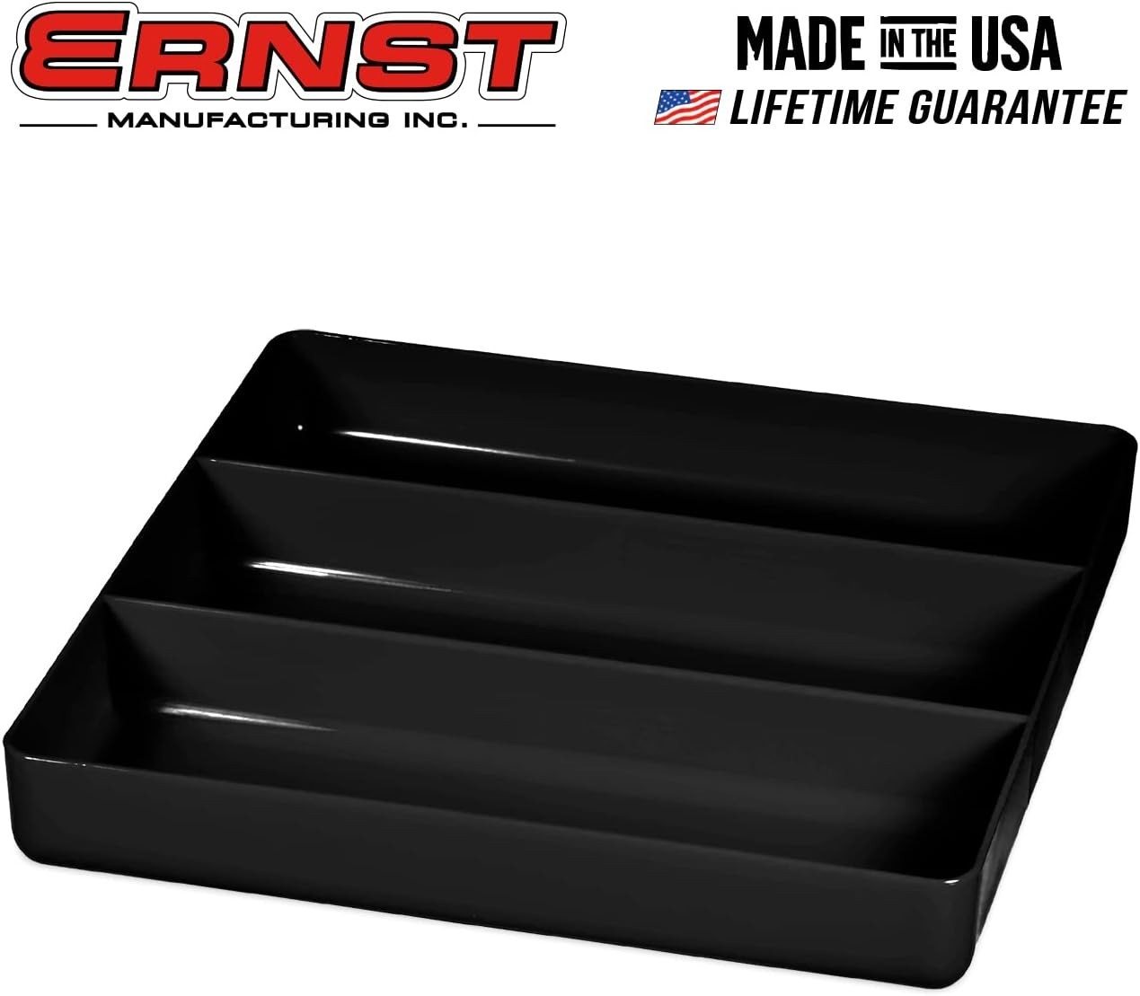 Impact Resistant 3-Compartment Organizer Tray for Workshop & Hobby Use - Black