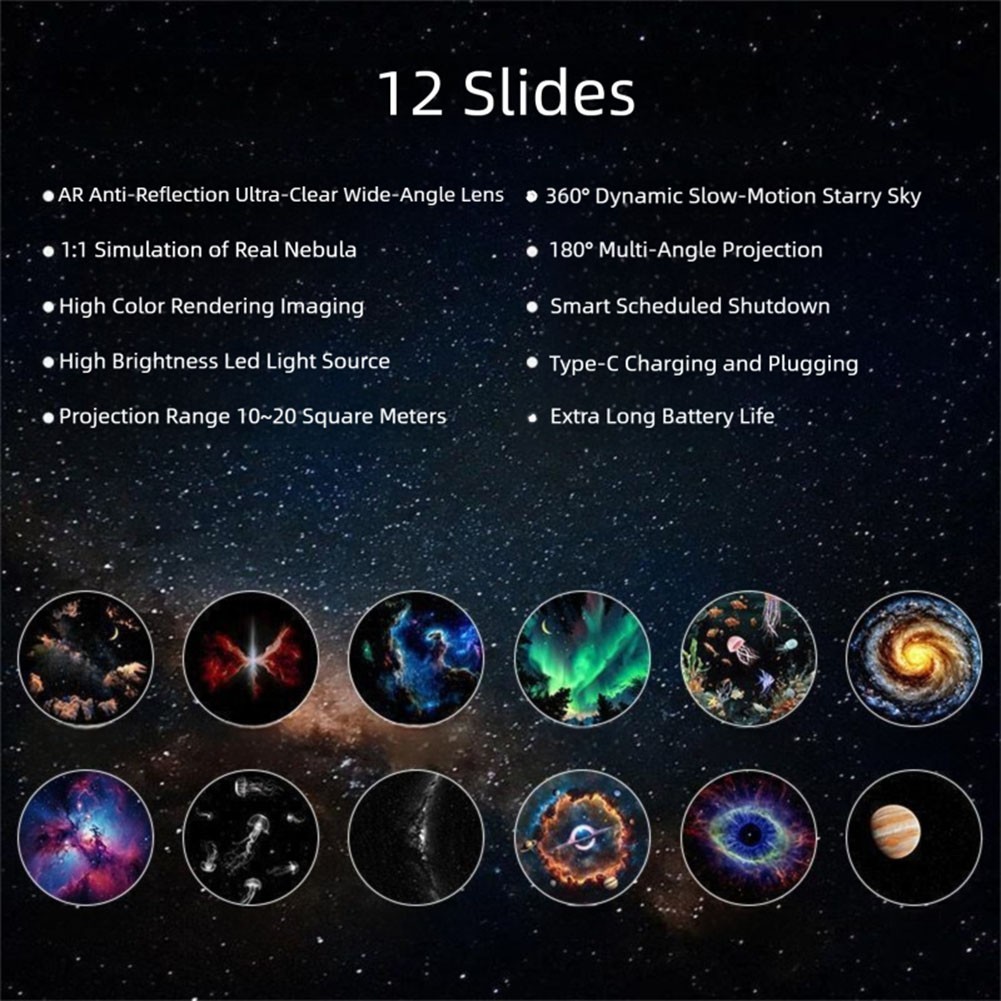 USB For Galaxy Projector Night Light 2-in-1 with Dynamic Slow Motion Rotation