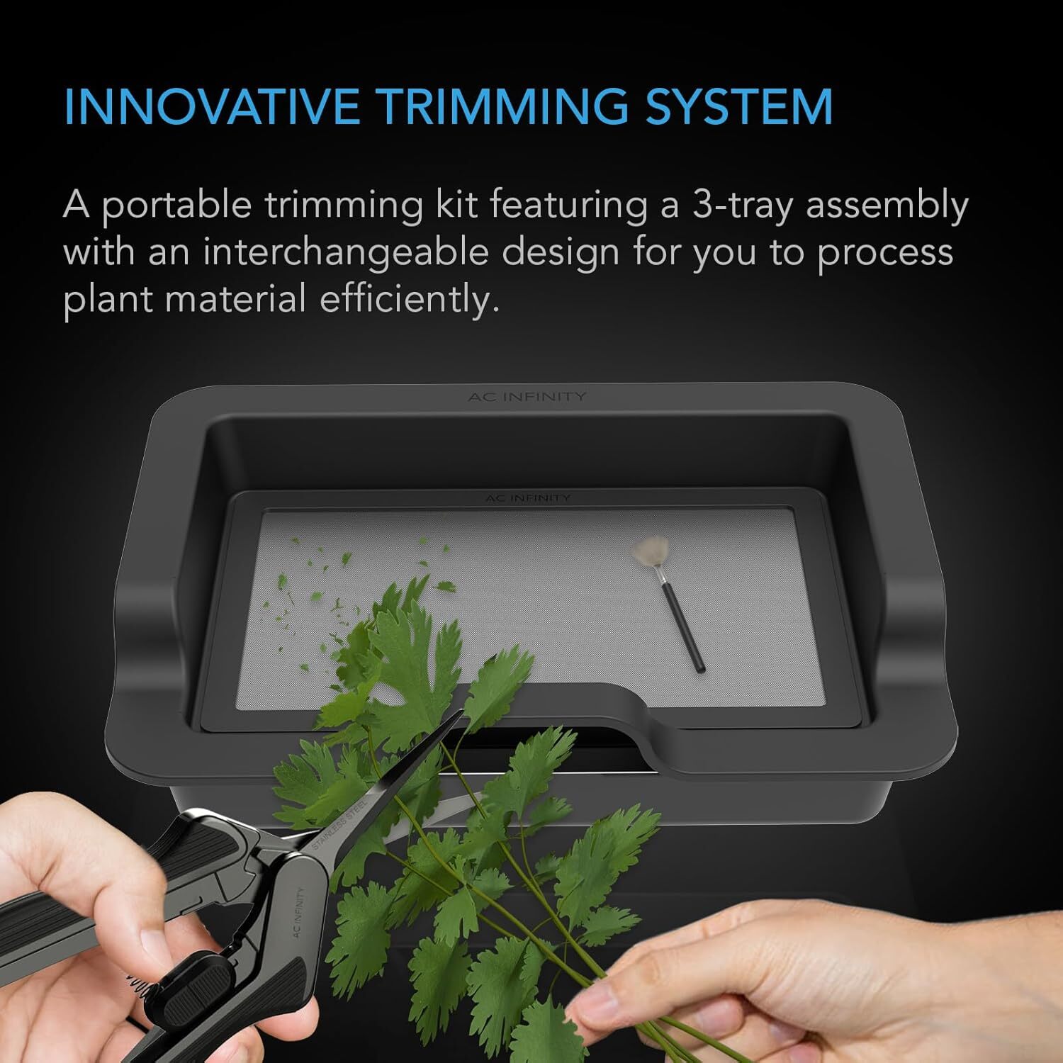 AC Infinity Large Trim Tray System 20-Inch,Interchangeable 3-Tray & 2-Screen Kit