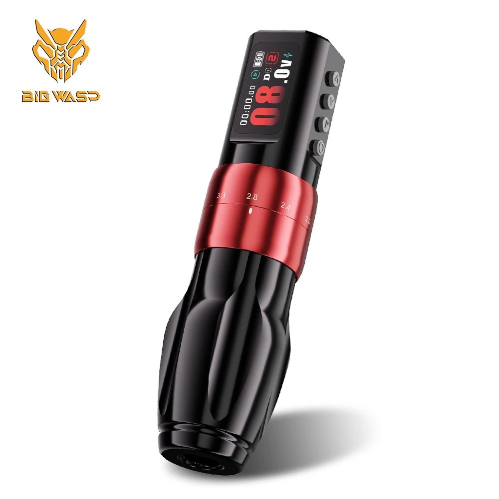 BIGWASP Wireless Tattoo Machine 2.0-4.2mm Stroke Adjustable 2000mAh Battery Gun