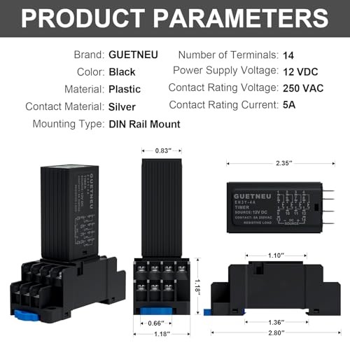 LCD Digital Display Relay, Dual Time Control Delayer With Plug-in 14-Pin 12 VDC
