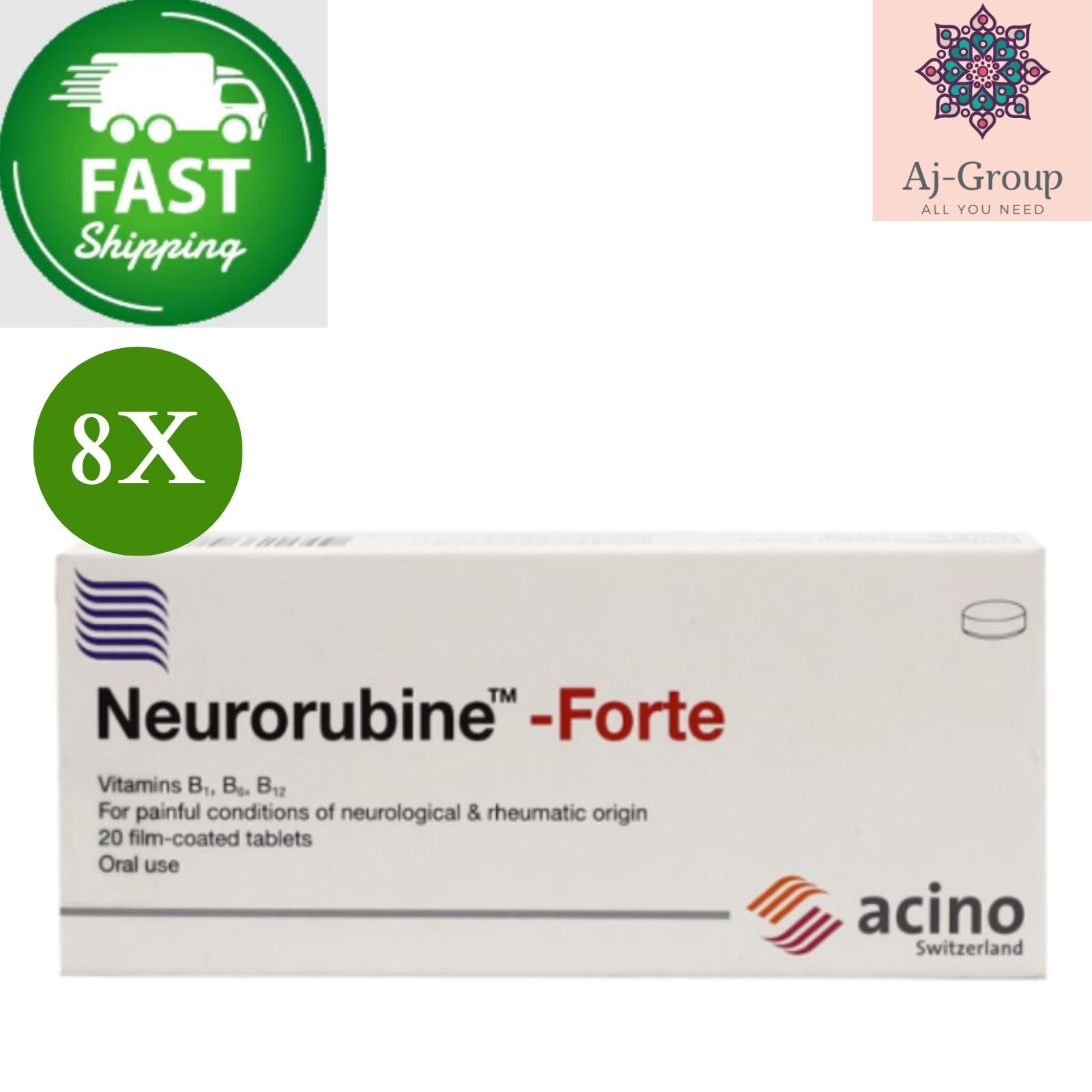 8 Pack X Neurorubine Forte With Vitamin B1, B6, B12 For Nerves ⭐FAST SHIPPING⭐