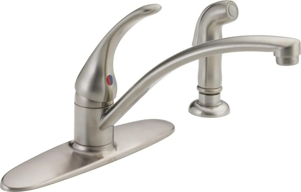 DELTA B4410LF-SS Foundations Single Handle Kitchen Faucet Side Sprayer Stainless