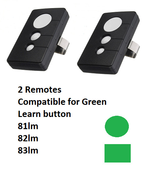 2 For Liftmaster 81LM Garage Gate Door Opener Visor Remote Green Learn Button