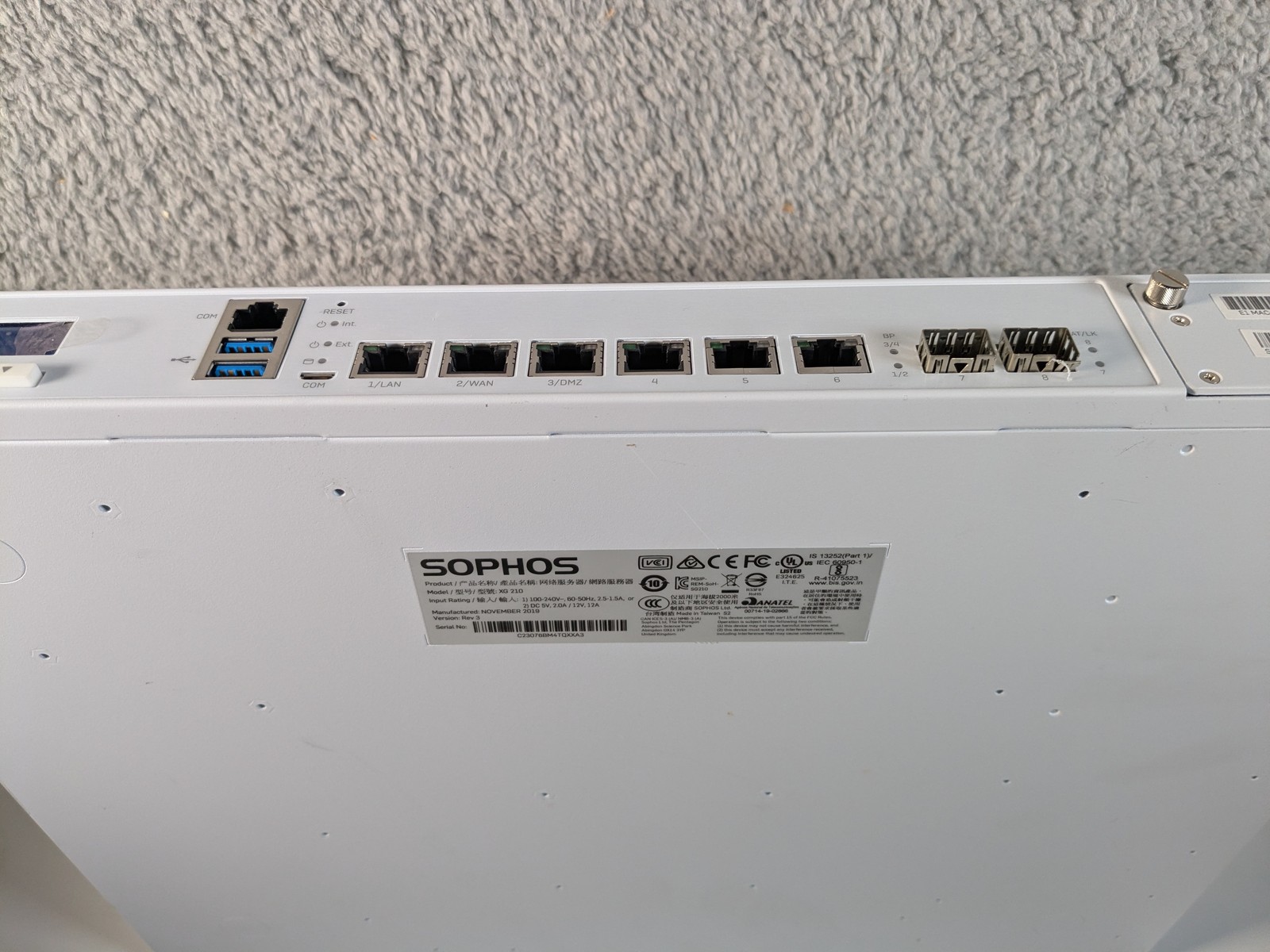 Sophos XG 210 Rev 3 Network Security Firewall Appliance