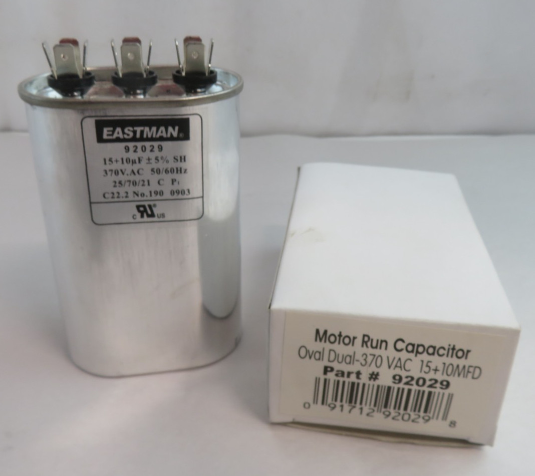 Motor Run Capacitor Oval Dual 15 + 10 Mfd 370 Volt Part 92029