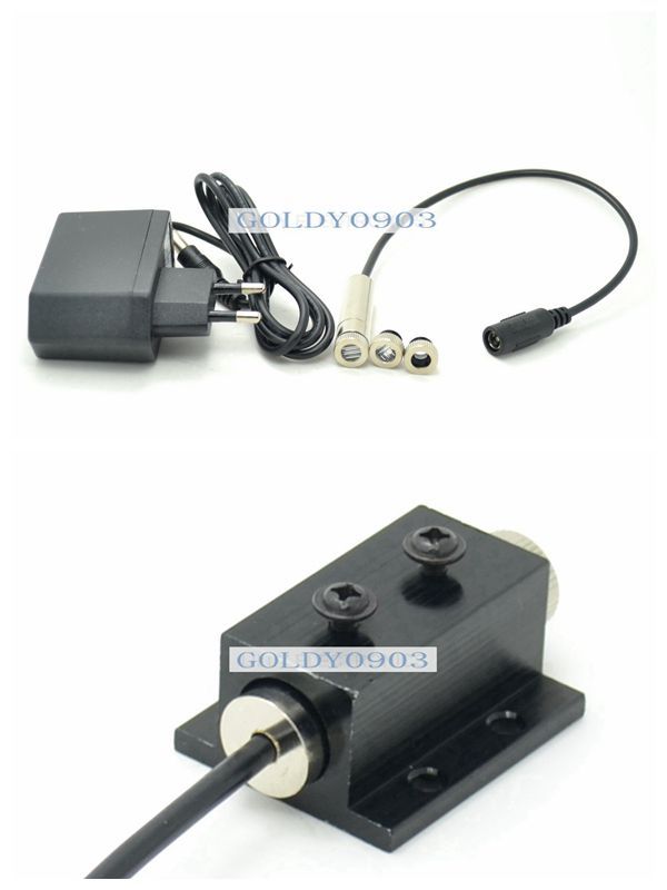 30mw 650nm 3in1 Dot/Line/Cross Focusable Red Laser Module EU Adapter & Heat Sink