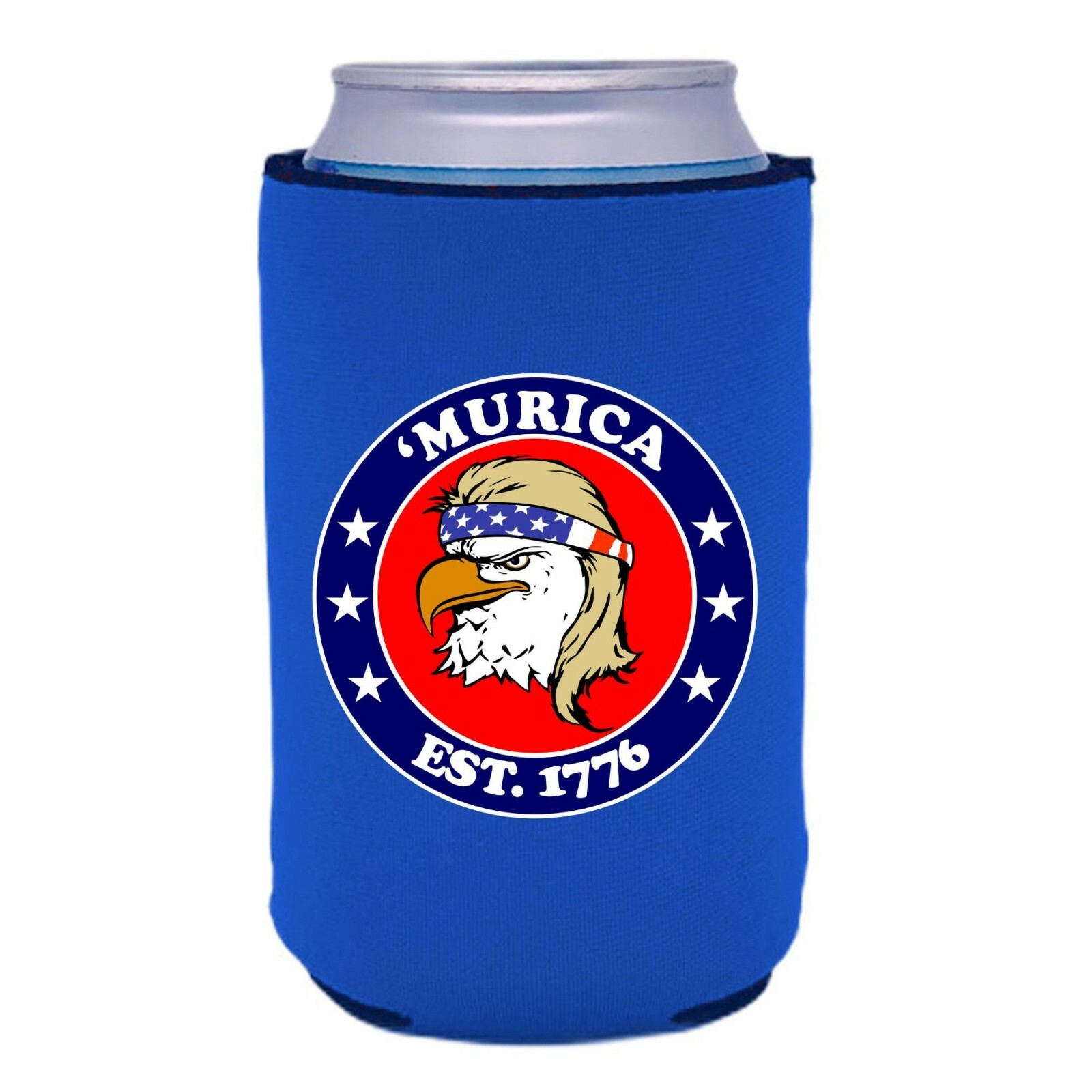 Murica 1776 Neoprene Can Coolie, Bald, Eagle, Mullet
