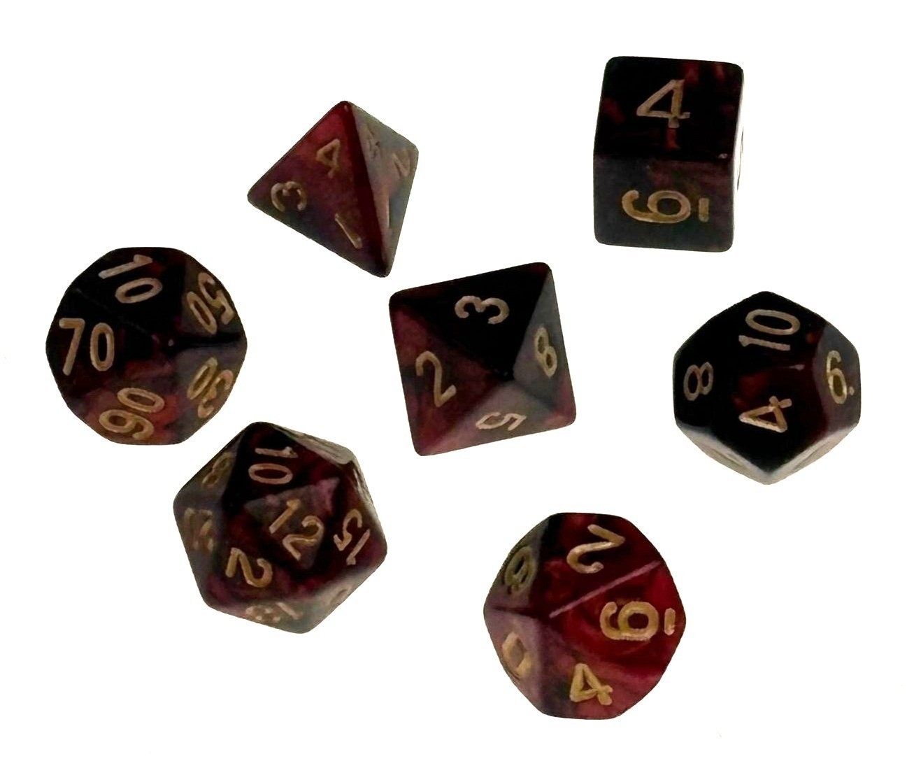 Quartermaster Direct Polyhedral Dice Set Black Red Tabletop RPG Games D4 D6 D20