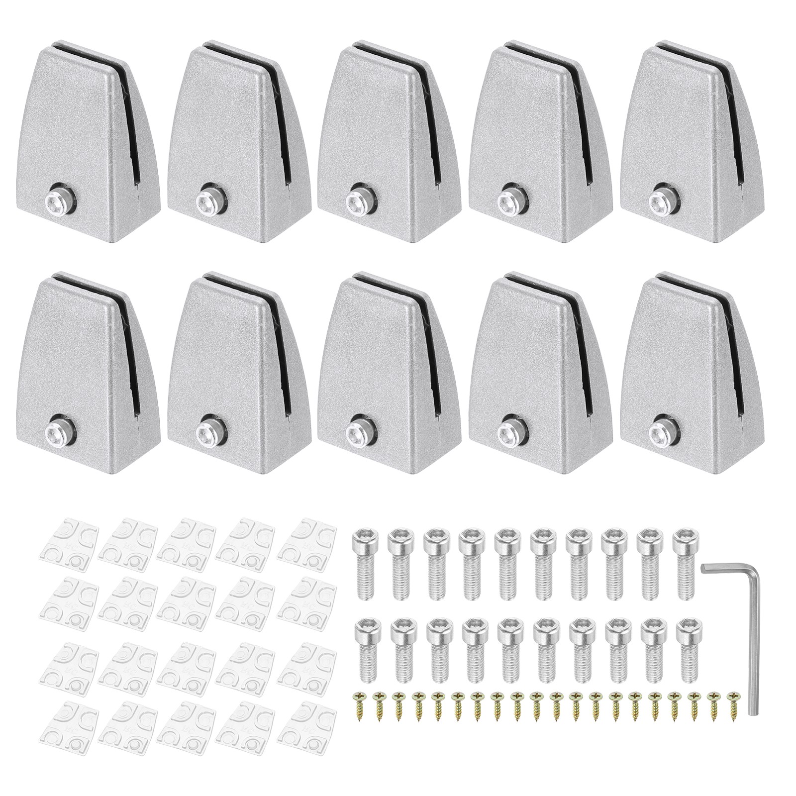 10 Pcs Adjustable Desk Divider Partition Clips, Sneeze Guard Support, Silver