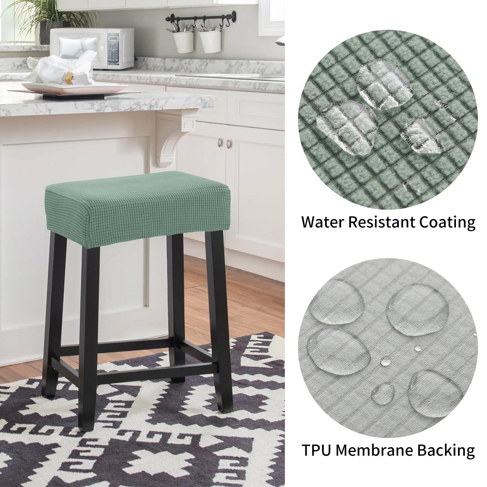 Stool Covers Rectangle - 4 Pack Stretch Waterproof Saddle Seat Cover Counter ...