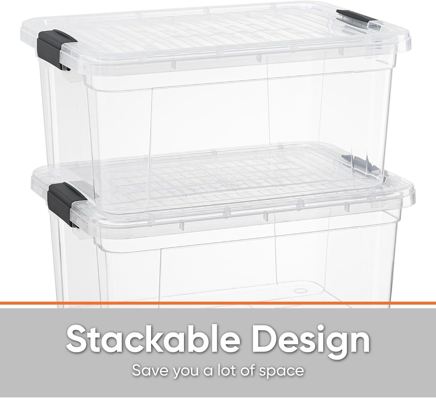 Superio Clear Storage Bins with Lids, 2 Pack- Plastic Storage Boxes - 3.5 Quart