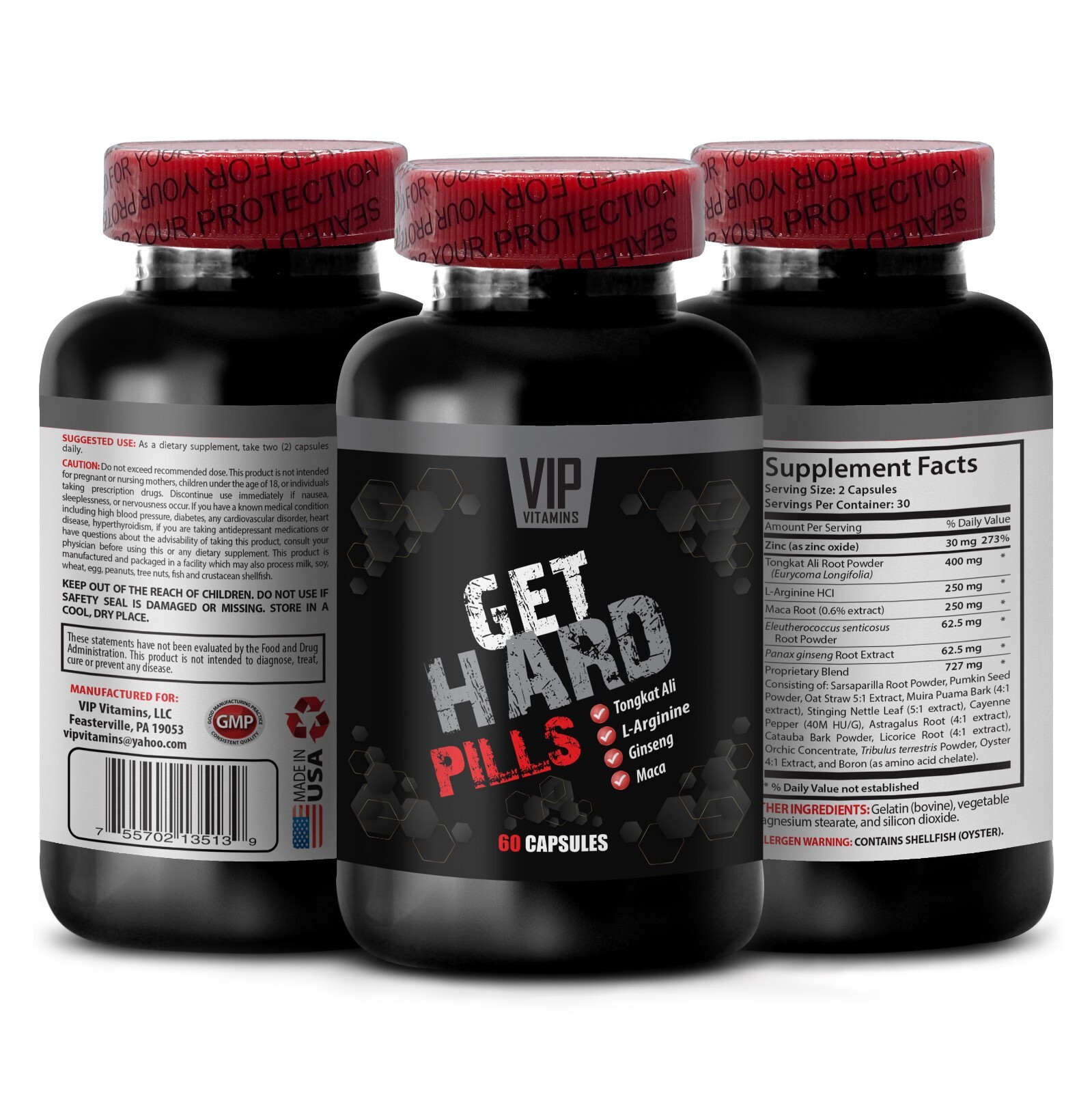 Body Energy Blend - GET HARD PILLS - Herbal Strength Blend 1 Bottle 60 Capsules