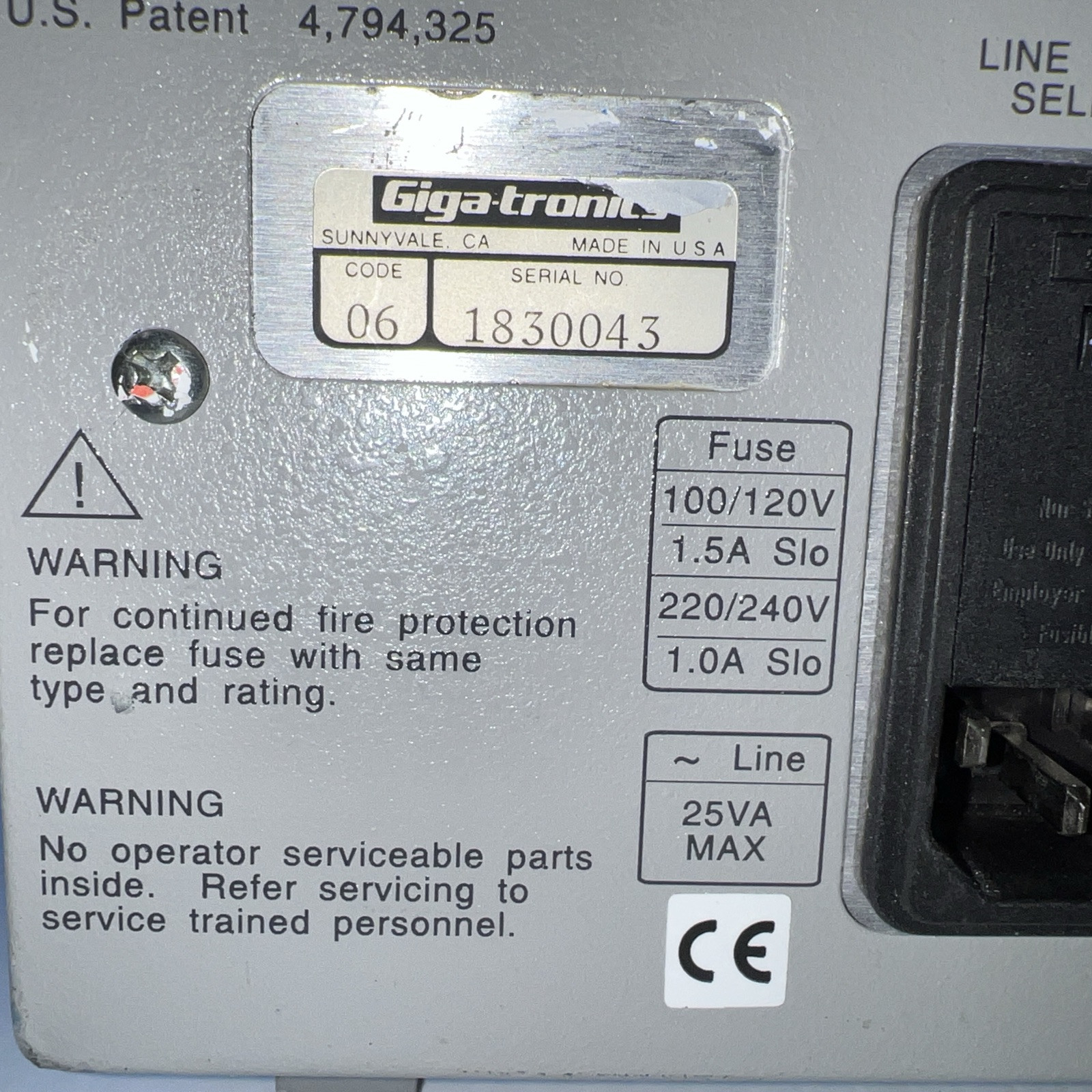 GIGATRONICS 8542B UNIVERSAL RF POWER METER - Version 3.27 Options 02/04