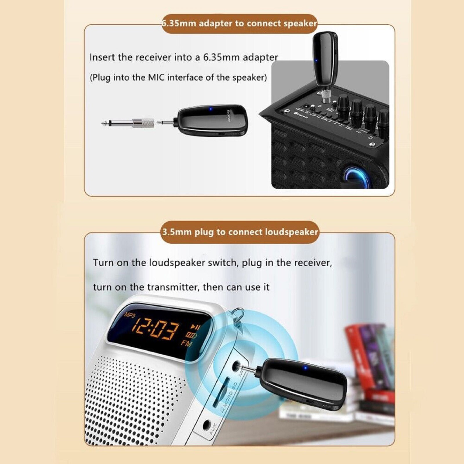 UHF Wireless Microphone For Trumpet Saxophone Instrument 50M Range Wireless m