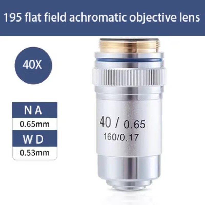 40X Spring‑Loaded 195 Objective Lens RMS 20.2mm for Microscope