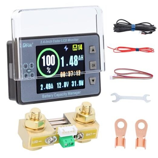 DC 8-100V 100A Battery Monitor - 12V 24V 36V 100A/Base Unspecified