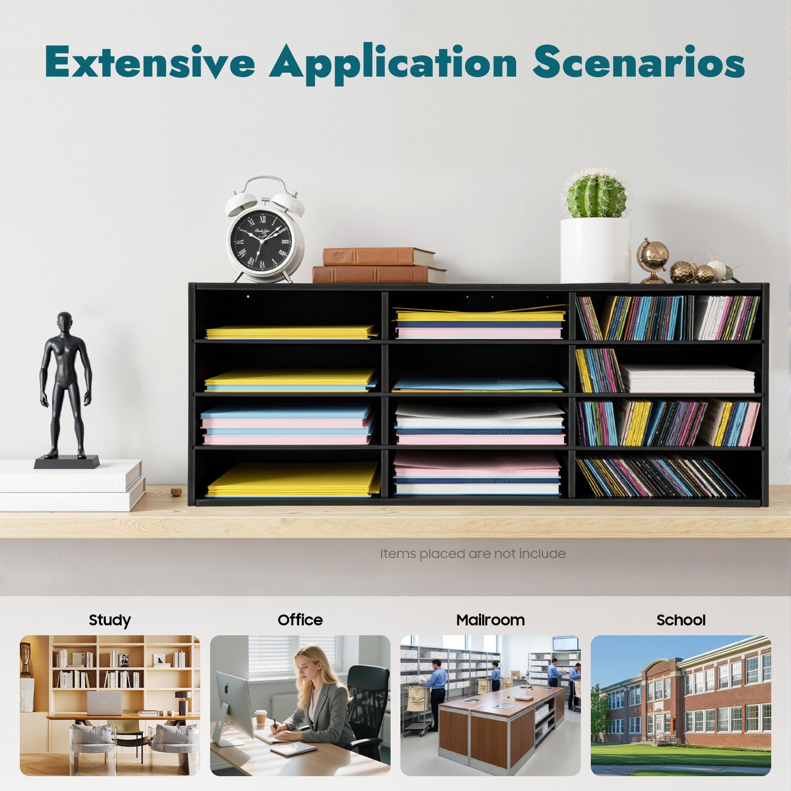 Countertop Mail Sorter Organizer, PVC Literature Organizer for Office School