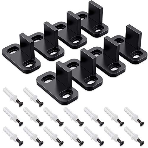 8 Pieces Barn Door Floor Guide Sliding Door Bottom Guide Floor Mount Black