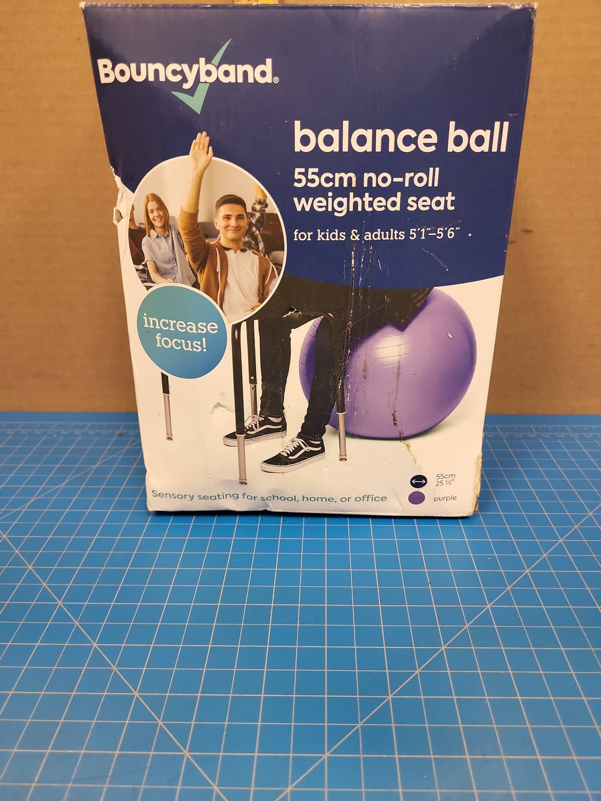 Bouncyband Balance Ball 55cm No Roll Weighted Seat Sensory Purple Kids Adults