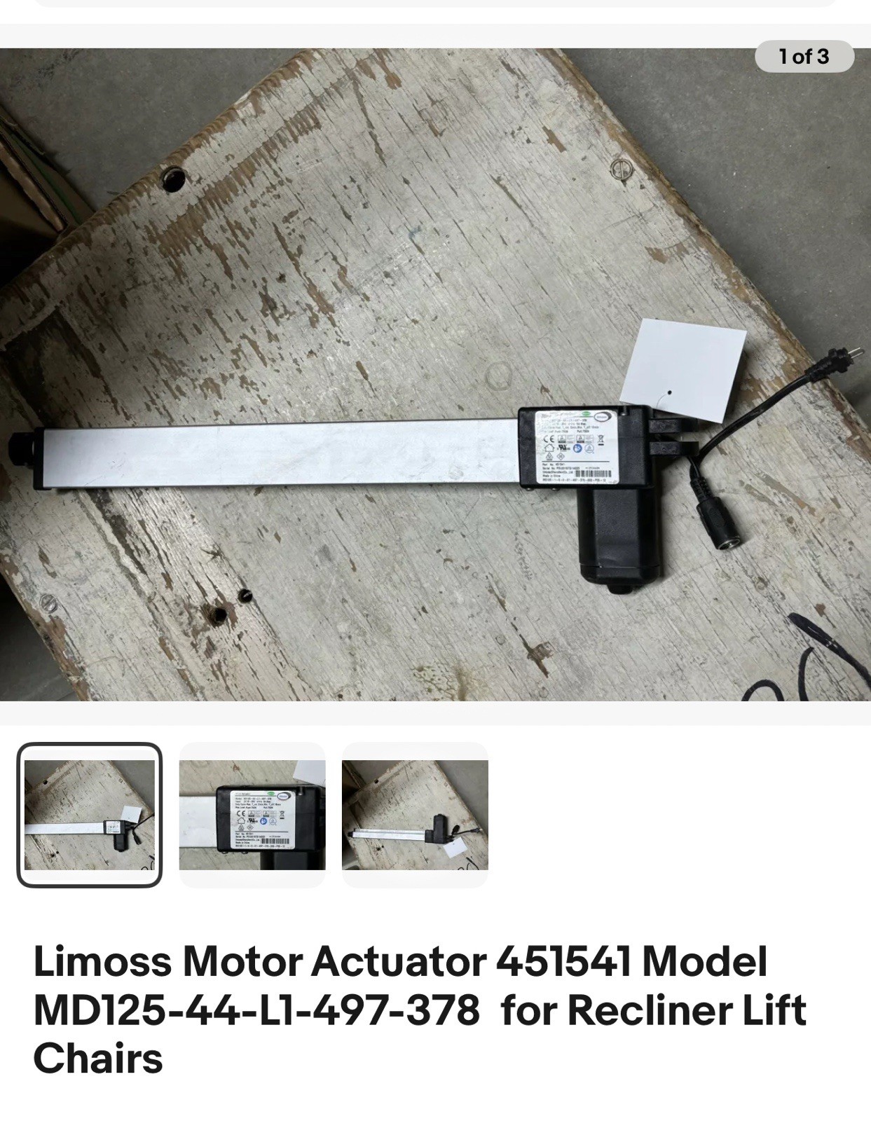 Limoss Motor Actuator 451541 Model MD125-44-L1-497-378  for Recliner Lift Chairs