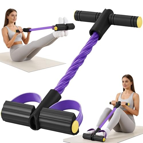 Upgraded Pedal Resistance Band with Handle, Soft Durable Fashion Black & Purple