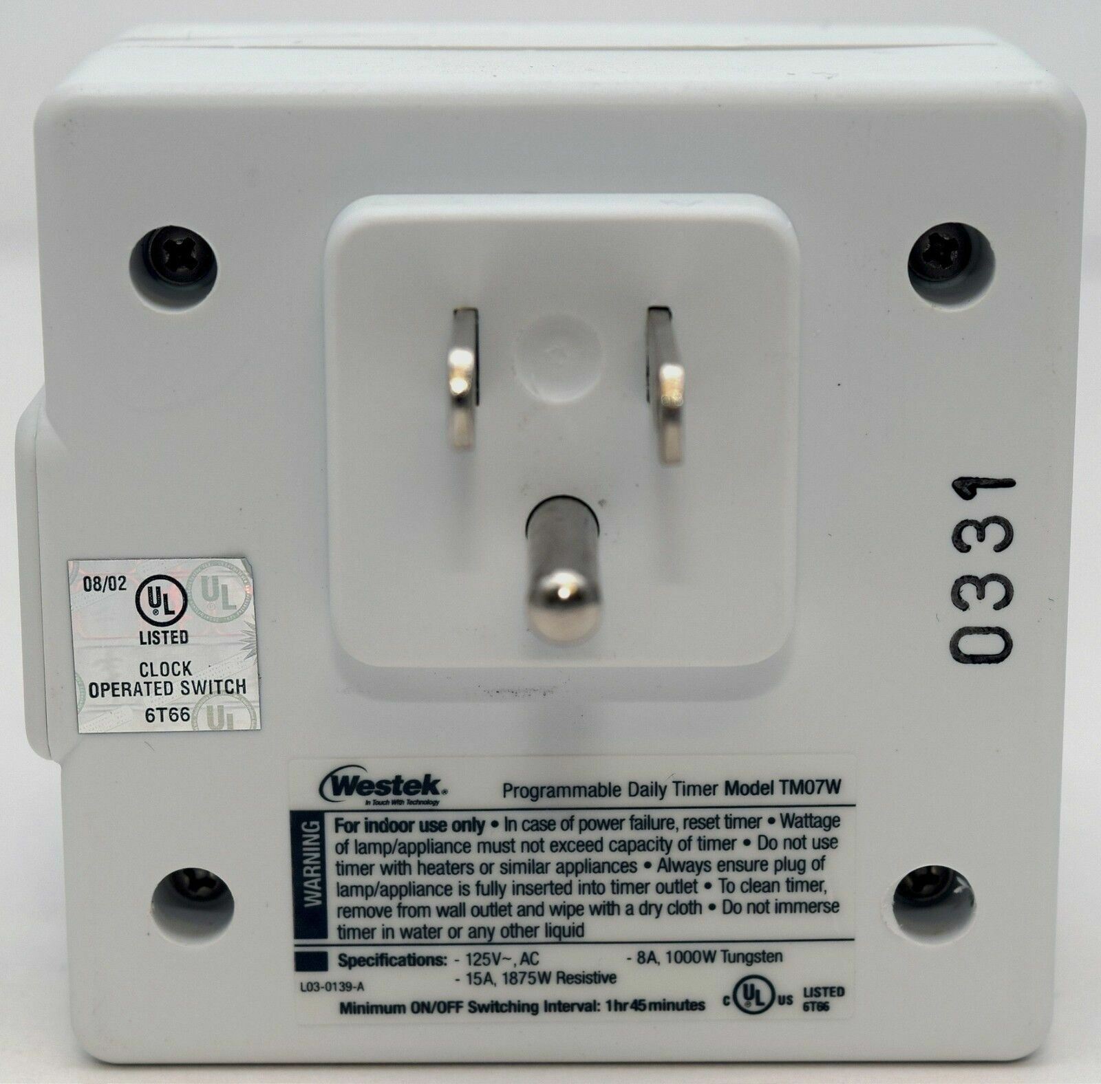 NEW Westek TM07WHB Programmable Weekly Timer 96x Automatic Home/Work wall outlet