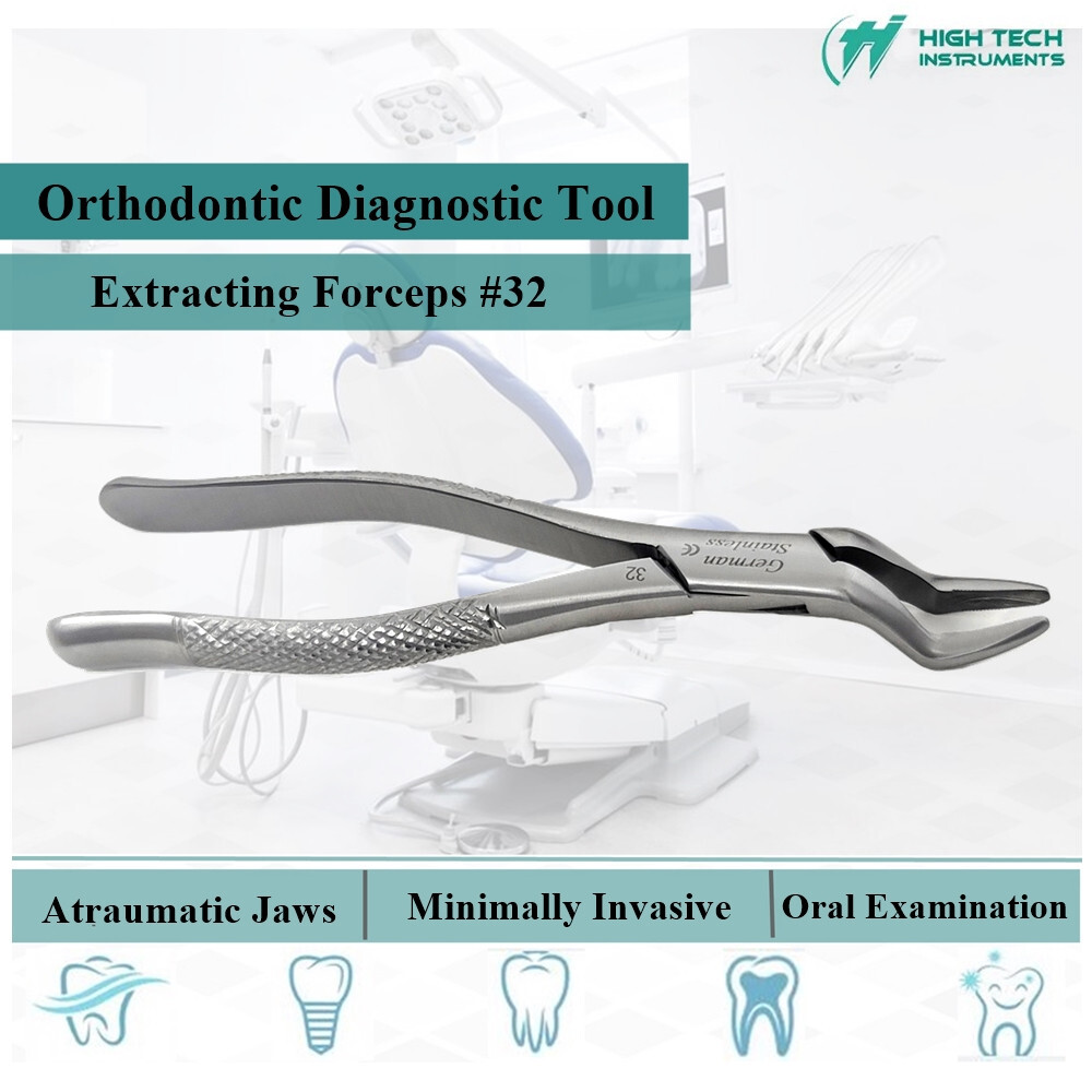Dental Extracting Forceps #32 For Upper Molar Extraction German Stainless Steel
