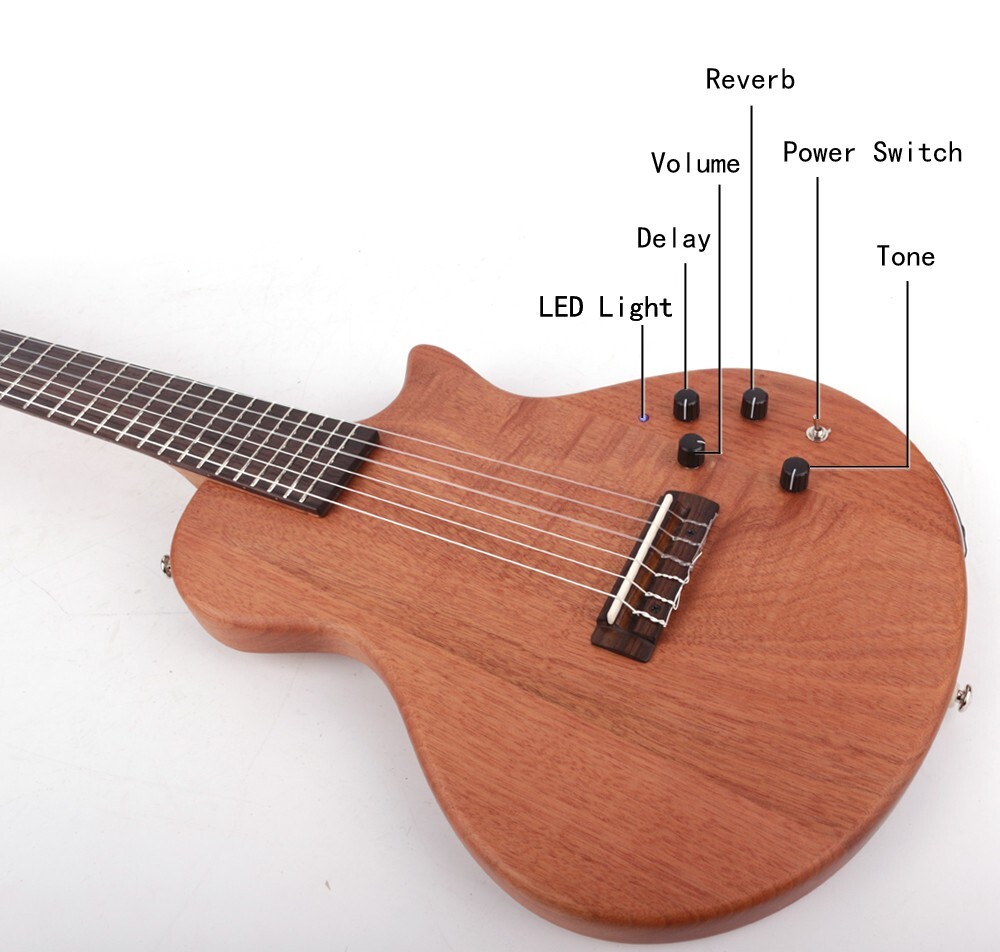 Left Hand nylon string travel electric classical guitar built in effect