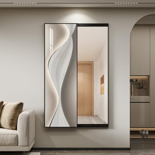 Framed Sliding Full Length Wall Mounted Mirror, Large 52"L x 16"W Silver
