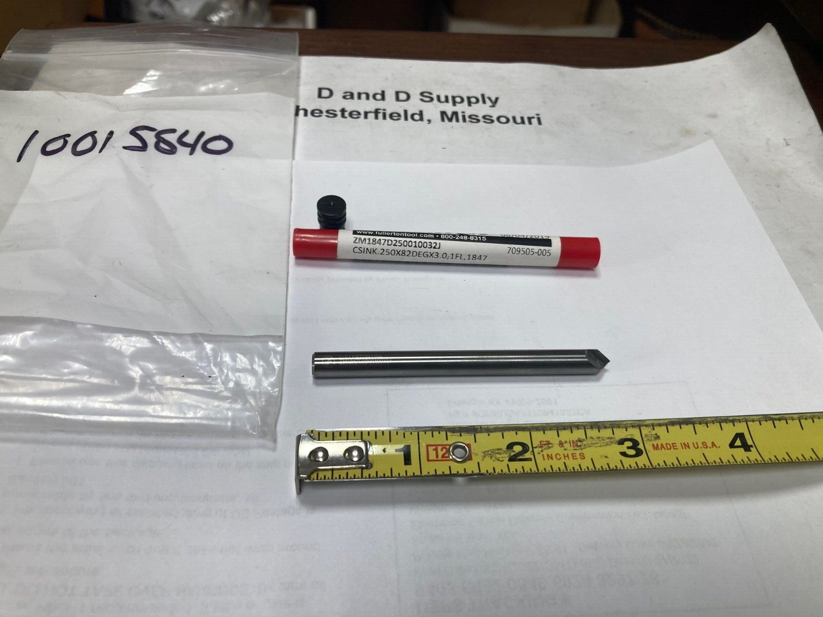Fullerton ZM1847D250010032J , 1-FL, 1/4", 3" OAL, 82°, Solid Carbide Countersink