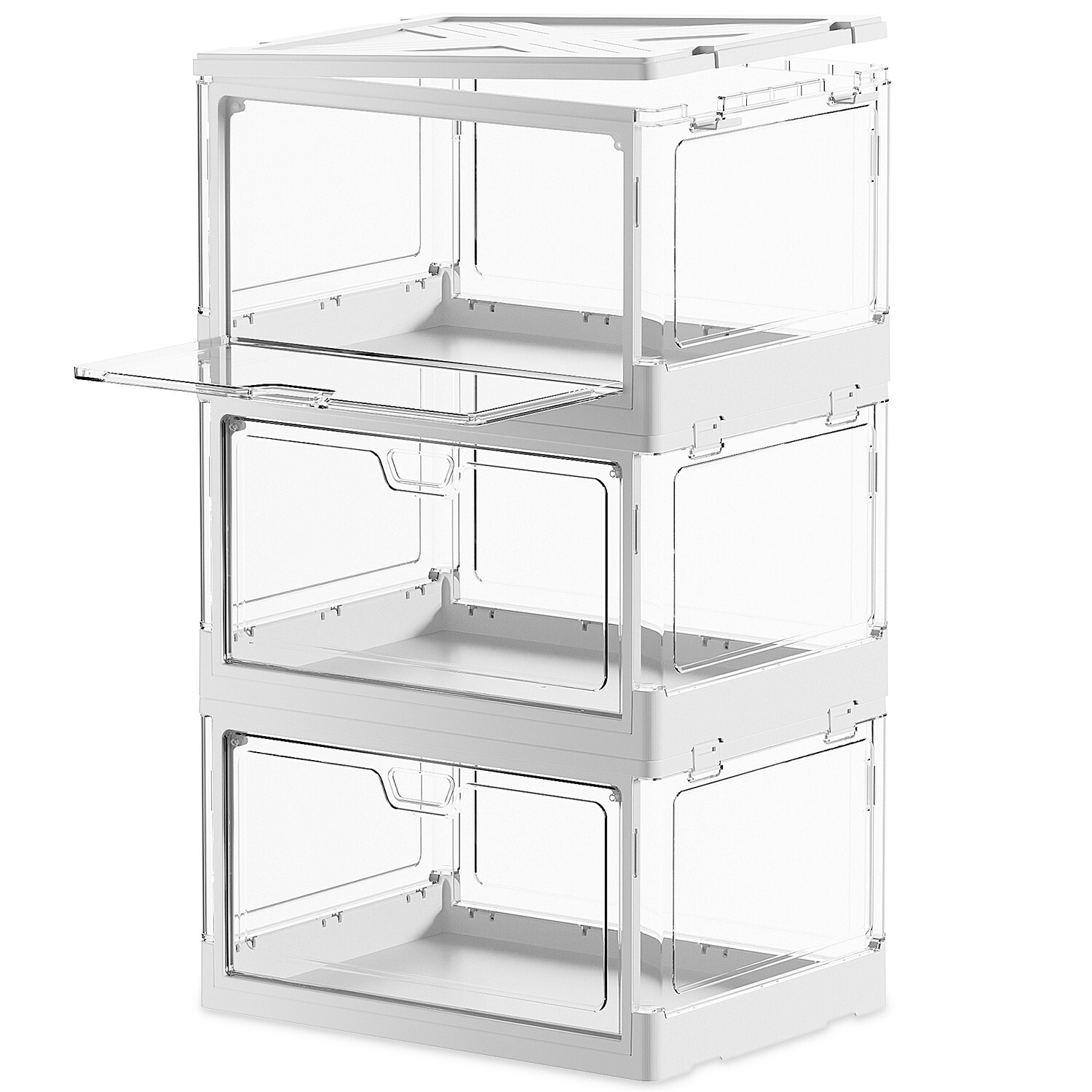 Stackable Clear Storage Bins with Lids ,70 Qt Plastic Collapsible Organizer