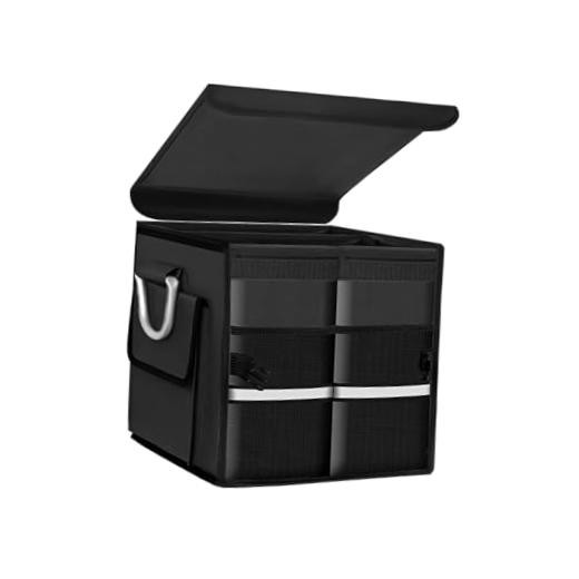 Trunk Organizer With Lid, Collapsible Waterproof Oxford Car Organizer Black