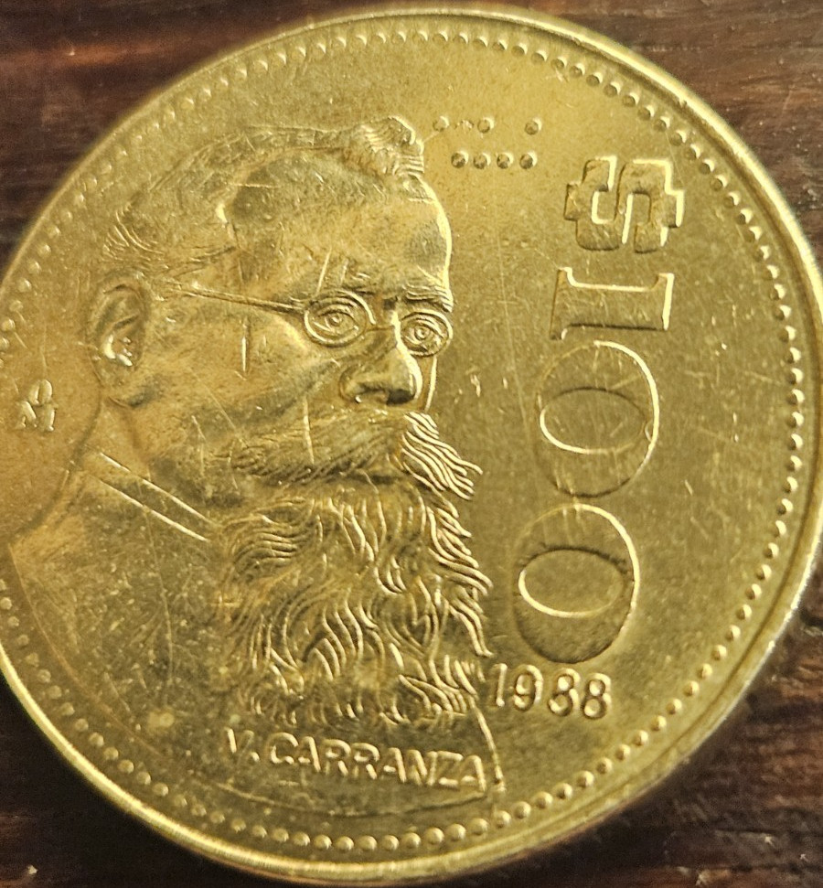 Mexico 100 Pesos 1988 Venustiano Carranza Coin Estados Unidos Mexicanos